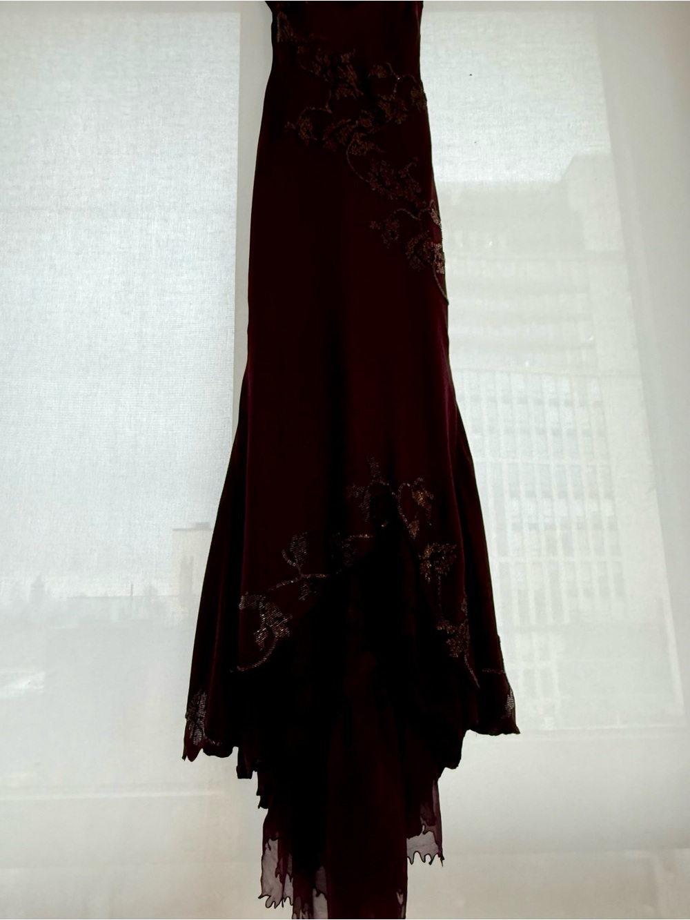 HOUSE OF CB ANASTELLE PLUM HAND BEADED EMBELLISHED SATIN MAXI GOWN SIZE S - Picture 11 of 14